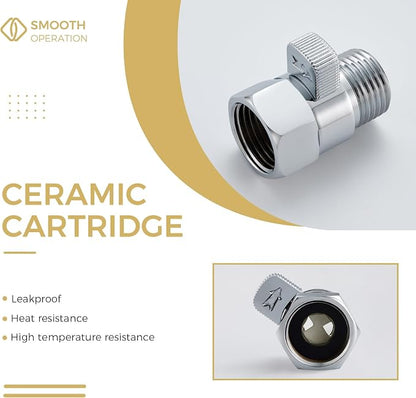 Shower Valve, Aomasi Brass Constructed Shut Off Valve Gate Flow Rate Regulator Water Flow Controller Universal Shower Head Hose Switch with Lever Handle Chrome
