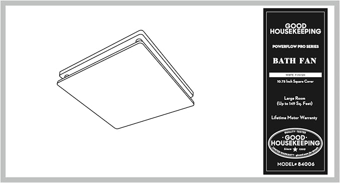 Good Housekeeping 84006 PowerFlow Pro Series 110 CFM 1.1 Sones Bathroom Exhaust Ventilation Fan