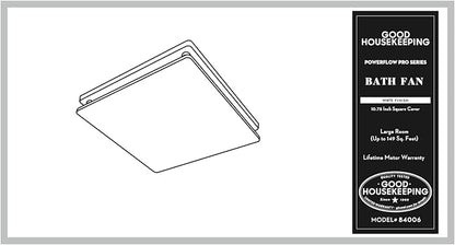 Good Housekeeping 84006 PowerFlow Pro Series 110 CFM 1.1 Sones Bathroom Exhaust Ventilation Fan