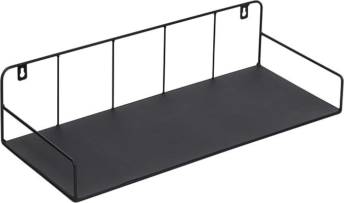 Honey-Can-Do Floating Shelves for Wall, Geometric Style Decor Shelf for Bathroom Bedroom Living Room Kitchen Office, Black