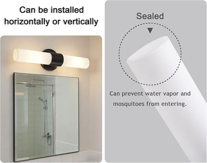 29" Modern Wall Sconce with Frosted Glass Shades, for Bathroom Mirror Bedroom Living Room Hallway, Black Finish