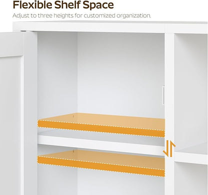 Medicine Cabinet, Bathroom Wall Cabinet with Towel Bar, Over The Toilet Storage Cabinet with Adjustable Shelf and Open Partition, for Bathroom, Laundry Room, Living Room, Kitchen, White