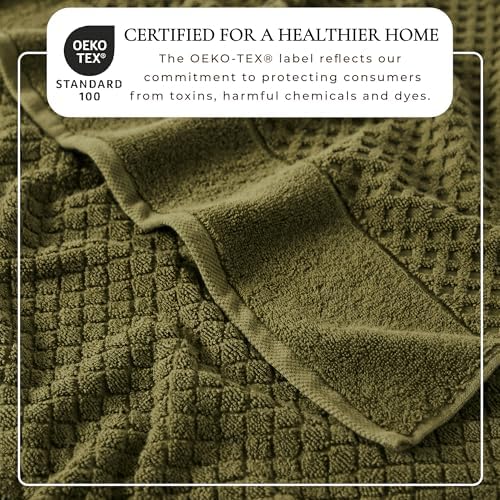 Great Bay Home Oversized Bath Sheets - 100% Cotton 2 Pack 68x35 Extra Large Towel - Absorbent, Durable, Quick-Dry Towels for Bathroom (Olive)