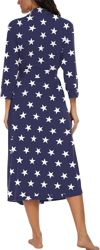 VINTATRE Women Kimono Robes Long Knit Bathrobe Lightweight Soft Knit Sleepwear V-neck Casual Ladies Loungewear