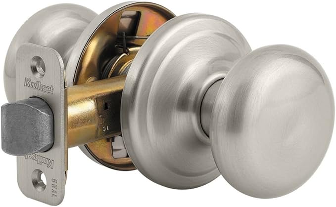 Kwikset Juno Interior Passage Door Knob, Handle For Closet and Hallway Doors, Non-Locking Doorknob in Satin Nickel, with Microban Protection