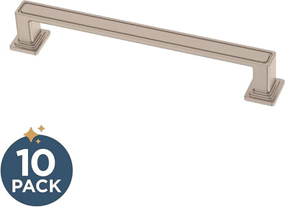 Franklin Brass 10 Pack Brushed Nickel Cabinet Handles 5-1/16 inch (128mm) Kitchen Cabinet Handles and Drawer Pulls for Cupboards and Dressers | Recessed Square