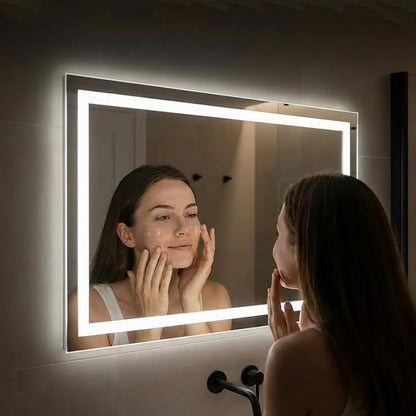 28"x 36" LED Bathroom Mirror with Lights, Backlit & Front Lit, Stepless Dimmable, Anti-Fog, 3 Colors Led Mirror, Memory Function, Led Vanity Mirror for Wall, Tempered Glass, ETL Listed