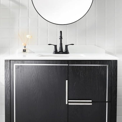PARLOS 2-Handle Bathroom Sink Faucet High Arc Swivel Spout with Metal Drain Assembly and Faucet Supply Lines, Matte Black, Demeter 14134
