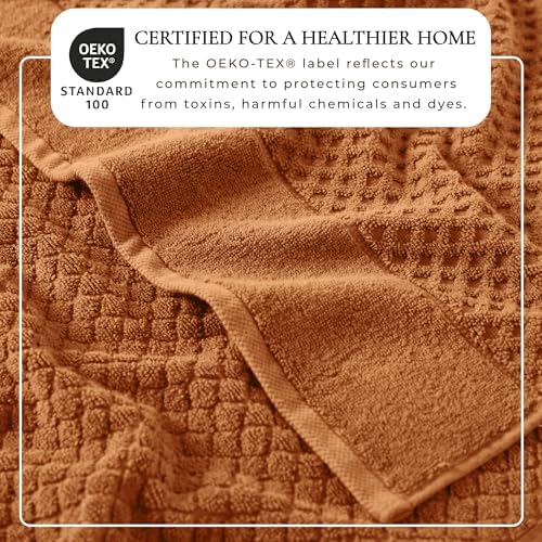 Great Bay Home Bath Towels - 100% Cotton 6 Piece Towel Set - Diamond Waffle Weave - Absorbent, Durable, Quick-Dry Towels for Bathroom (Copper)
