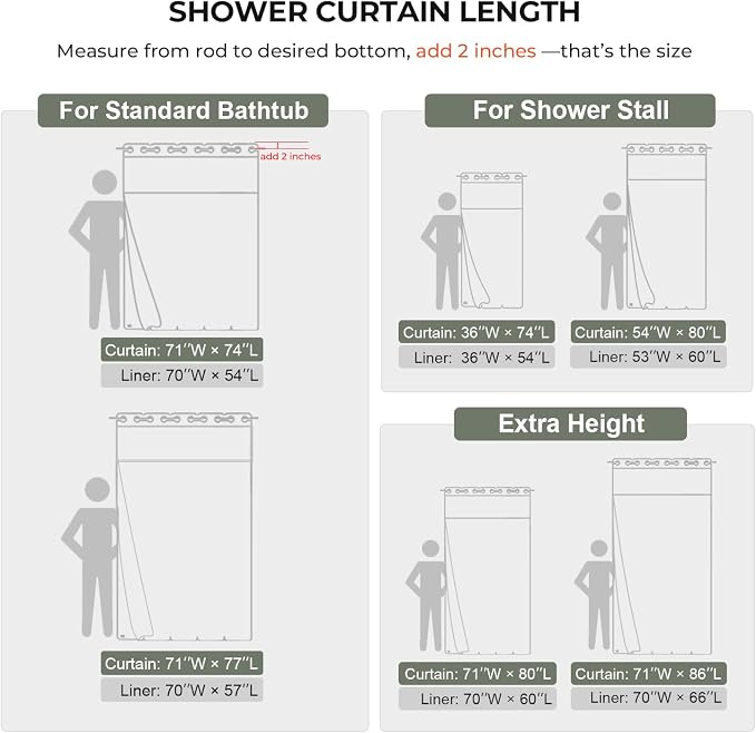 River Dream Linen Textured No Hooks Shower Curtain with Liner,Green,71x74 | Mesh Top Window,with Snap-in Liner,Heavy Duty Fabric,Quick Dry,Bottom Magnets,Water-Repellent,Washable,Farmhouse Bathroom Set