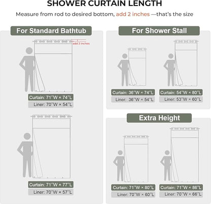 River Dream Linen Textured No Hooks Shower Curtain with Liner,Green,71x74 | Mesh Top Window,with Snap-in Liner,Heavy Duty Fabric,Quick Dry,Bottom Magnets,Water-Repellent,Washable,Farmhouse Bathroom Set