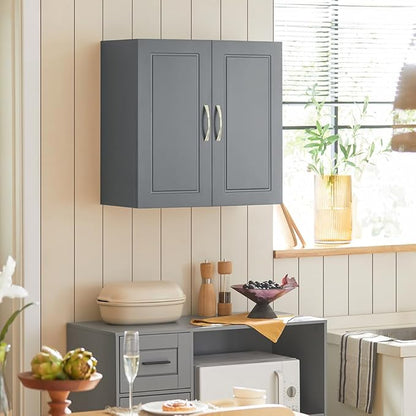 Haotian Wall Cabinet Laundry Room, Wall Storage Cabinet Kitchen Bathroom Garage, Medicine Cabinet with Shelf, Grey FRG231-DG