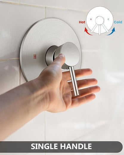 Shower Faucet with Valve, Shower Valve Kit and Head, Single Handle Shower Faucet Set with Rough-In Valve, Shower Trim Kit, Brushed Nickel