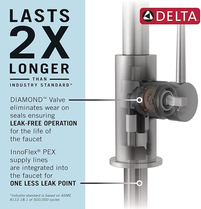 Delta Cassidy Touchless Kitchen Faucet with Touch Technology, Chrome Kitchen Sink Faucet with Pull Down Sprayer, Single Hole, Lumicoat Chrome 9197TL-PR-DST