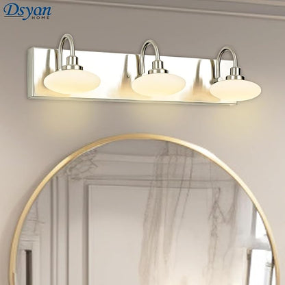 Dimmable LED Bathroom Vanity Light Fixture, 3-Light Brushed Nickel Wall Sconce Lighting Over Mirror,Modern Vanity Light for Cabinet Hallway,3000K-6000K