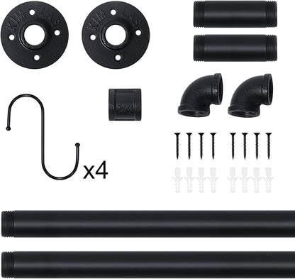 HouseAid 24 Inch Industrial Pipe Towel Bar, Farmhouse Iron Hand Towel Holder, Vintage Style Towel Rod for Bathroom, Wall Mounted, Matte Black (Hook Included)