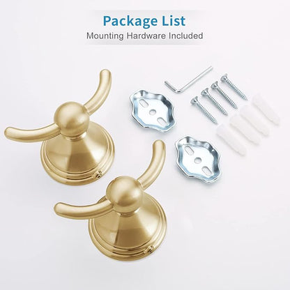 FILTA Bathroom Towel Hooks, Champagne Bronze Robe & Towel Hooks for Wall Mounted, Traditional Towel and Robe Hooks for Hanging Towels, Bath Towel Holder for Shower(2 Pack)