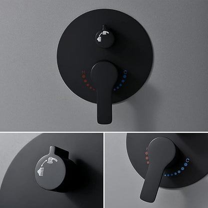 TIPOK Matte Black Shower System with 8 Inch Round Shower Head and Handheld, Rainfall Shower Faucets Sets Complete, Black Shower Head System Wall Mounted Matte Black Shower Set for Bathroom