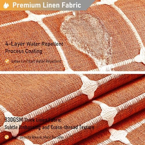 BTTN 72x78 Boho Farmhouse Linen Heavy Duty Shower Curtain Set, Burnt Orange