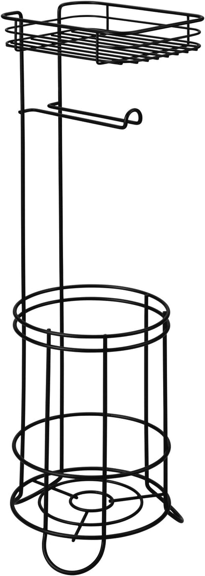 iDesign Weston Toilet Paper Holder Stand with Shelf, Matte Black