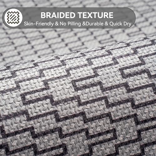 YDKGL Half Circle Bath Mat, Non Slip Thin Bathroom Rugs, Grey 24x35