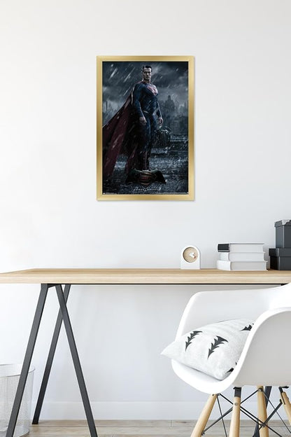 Trends International DC Comics Movie - Batman v Superman - Superman Wall Poster, 14.725" x 22.375", Gold Framed Version