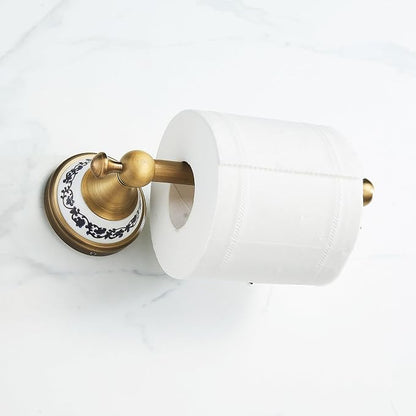 Toilet Paper Holder, Bathroom Toilet Paper Roll Holder Antique Bronze Brass Wall Mounted Bathroom Hardware Accessories,Porcelain Design