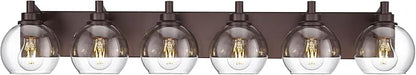 Oil Rubbed Bronze Bathroom Light Fixtures, 6-Light Bathroom Vanity Lights Over Mirror with Globe Clear Glass Shade, 38 Inch Modern Sconces Wall Lighting, VL195-ORB-6