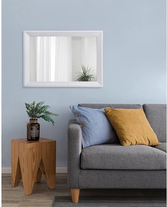 AAZZKANG Rectangular Wall Mirror Decorative Wood Framed Mirrors Large 20"x16" for Farmhouse Bedroom Bathroom Living Room Entryway Hanging Home Decor