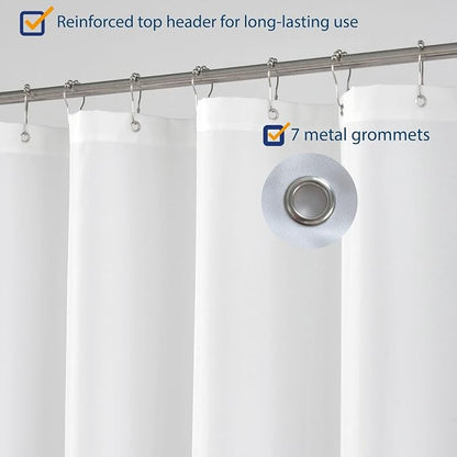 N&Y HOME Small Fabric Shower Curtain Liner 36x78 for Long Stall, White | Hotel Quality, Bottom Magnets, Machine Washable, Water Repellent, 36 x 78 inches Narrow Bathroom Curtain with Grommets