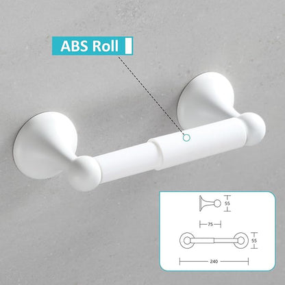 BGL Bathroom Accessories Set, White Paint Expandable Towel Bar 4-Piece Bathroom Accessory Set Wall Mounted Towel Ring Robe Hook Toilet Paper Holder Towel Holder