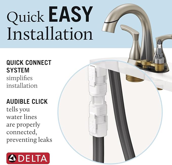 Delta Broadmoor Centerset Brushed Nickel Bathroom Faucet with Sprayer, 4 Inch 3 Hole Bathroom Sink Faucet with Pull Out Sprayer, Push-Pop Drain, Stainless 25765LF-SSPD