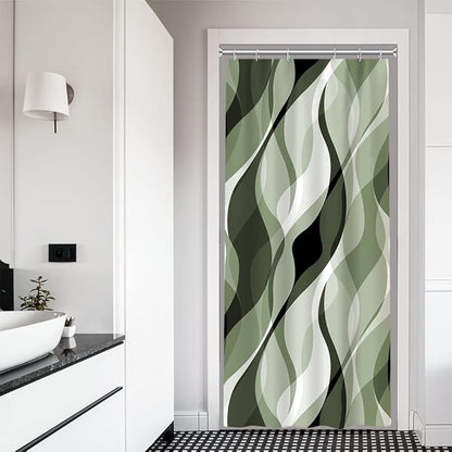 Stall Shower Curtain, Small Sage Green Shower Curtain Set for Bathroom Modern Waterproof Shower Curtain Set with Hooks, 36x72 Inch