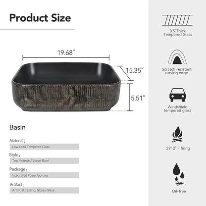 YOURLITE Bathroom Vanity, 36" Rustic Brown Bathroom Vanity with Sink Combo,Faucet,Pop up Drain Set,Farmhouse Modern Cabinet with Black Art Ceramic Vessel Sink