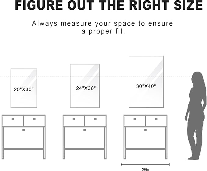 Tanmicoshomy White Bathroom Mirror 20x30 Inch, Wood Wall Mirror with Tempered Glass for Bathroom Living Room Bedroom or Hallway