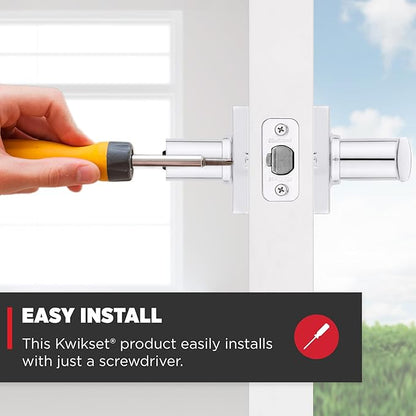 Kwikset Breton Entry Door Handle with Lock and Key, Secure Keyed Reversible Lever Exterior, Doorlock, For Front Entrance and Bedrooms, Polished Chrome , Pick Resistant Smartkey Rekey Security