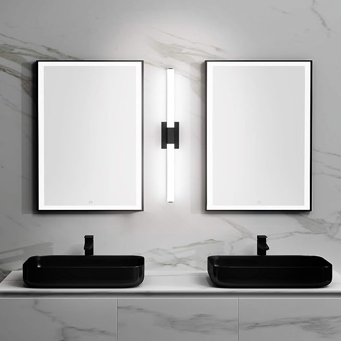 LED Bathroom Light fixtures 39.4in Matte Black Modern Vanity Lighting Acrylic Wall Light Bright Cool White 6000K
