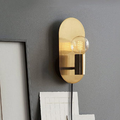 Plug in Wall Sconce Set of 2, Modern Sconces Wall Lighting Cord with On Off Switch, Brushed Gold Wall Mount Light Fixture for Bedroom Living Room Bathroom Vanity