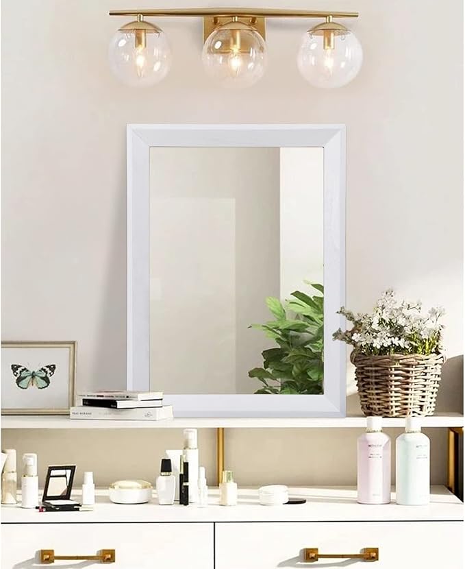 AAZZKANG Rectangular Wall Mirror Decorative Wood Framed Mirrors Large 20"x16" for Farmhouse Bedroom Bathroom Living Room Entryway Hanging Home Decor