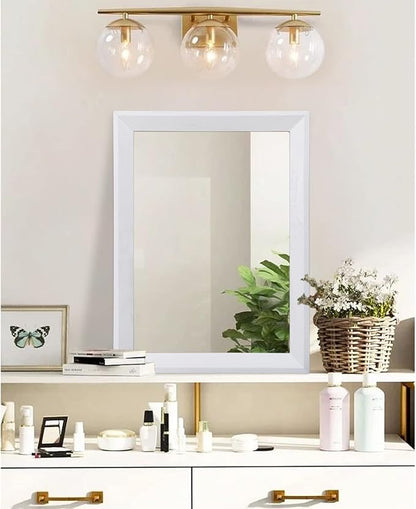 AAZZKANG Rectangular Wall Mirror Decorative Wood Framed Mirrors Large 20"x16" for Farmhouse Bedroom Bathroom Living Room Entryway Hanging Home Decor