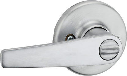 Kwikset Delta Interior Privacy Door Handle with Lock, Door Lever For Bathroom and Bedroom, Satin Chrome Reversible Keyless Turn Lock