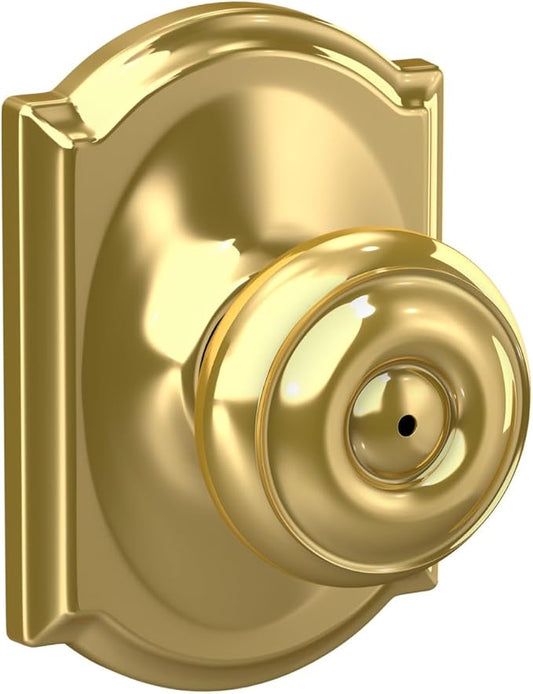 SCHLAGE F40 GEO 605 CAM Camelot Collection Georgian Privacy Knob, Bright Brass