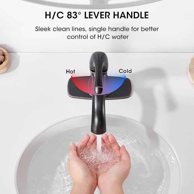 Bathroom Sink Faucet 1 Hole Oil Rubbed Bronze Bathroom Faucets | For Vanity One Hole Bathroom Faucet with Pop Up Drain & Deckplate Farmhouse
