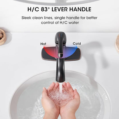 Bathroom Sink Faucet 1 Hole Oil Rubbed Bronze Bathroom Faucets | For Vanity One Hole Bathroom Faucet with Pop Up Drain & Deckplate Farmhouse