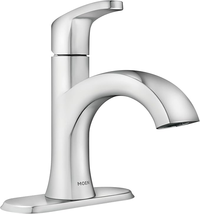 Moen Karis Chrome One-Handle Single Hole Bathroom Sink Faucet with Optional Deck Plate, 84346