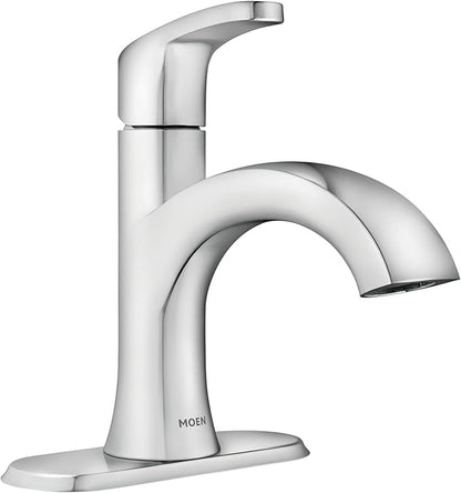 Moen Karis Chrome One-Handle Single Hole Bathroom Sink Faucet with Optional Deck Plate, 84346