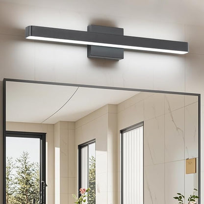 LED Modern Bathroom Vanity Light Fixtures (24-Inch, Cool White 6000K), Modern Acrylic Bathroom Wall Lighting Fixtures for Bathroom Over Mirror, Matte Black