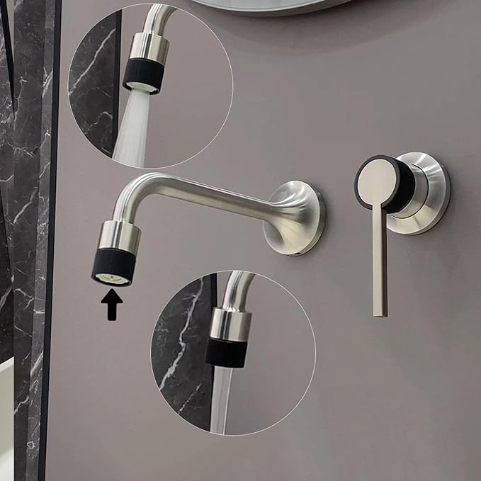 BiaoTeng Concealed Wall Mounted Faucet Bathroom Brass 2 Functions Hot and Cold Bathroom Vanity for Wall Mount Faucet Brushed Nickel