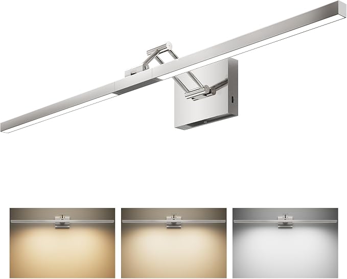 VONLUCE 36" LED Bathroom Vanity Light, 3CCT Modern LED Vanity Lights with 360° Rotatable Head Swing Arm, 15.4W Bathroom Light Fixture Over Mirror, LED Lights for Bathroom Bedroom, Brushed Nickel | 3CCT, Flicker-free, 360° Rotatable Head & Swing Arm, IP...