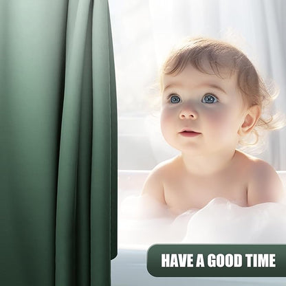 OLANLY Luxury Blackish Green and White Ombre Shower Curtain Sets with 12 Hooks, Waterproof and Washable Decorative Shower Curtains for Bathroom, 72x72 Inches